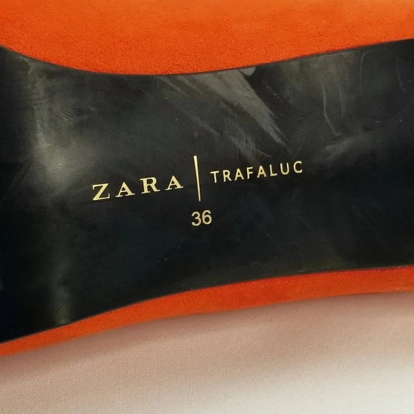 Zara TRF Size 36 (US 6-6.5) Women's Orange Suede Pointed Toe Slip On Heels/Pumps - Picture 5 of 12